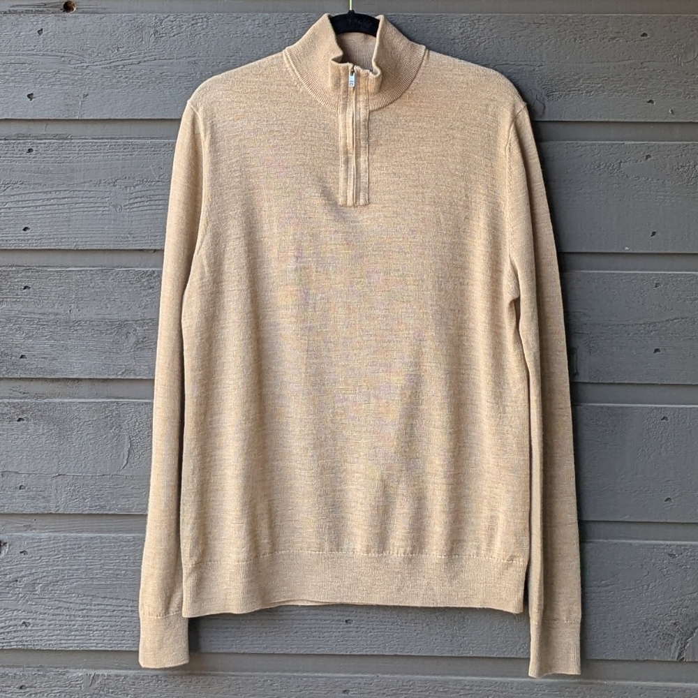 Banana Republic Factory Merino Wool Half Zip Sweater 734697 Camel Tan Medium